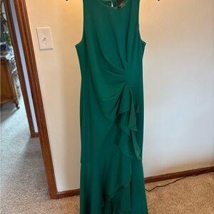 Adrianna Papell Teal Ruffle Maxi Dress